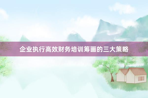企业执行高效财务培训筹画的三大策略